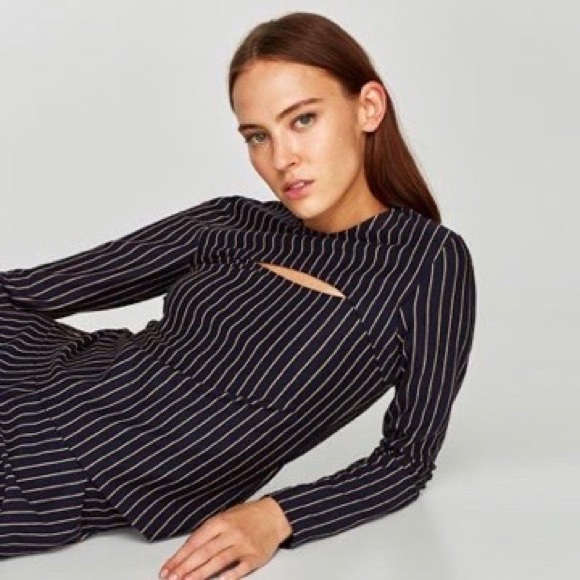 Zara Cut Out Striped Top - Picture 5 of 6